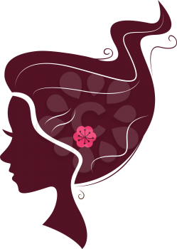Romance female hair silhouette. Vector Illustration
