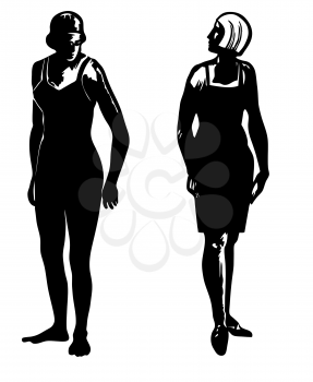 Royalty Free Clipart Image of Two Women