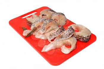 cut fish on white background