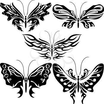 Set, exotic butterfly abstract patterns, EPS8 - vector graphics.
