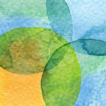 Abstract watercolor circle painted background. Paper texture.