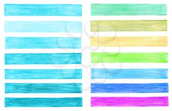 set of color pencil graphic elements