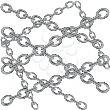 Much chains from ferric on white background is insulated