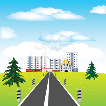 Vector illustration of the road in big city