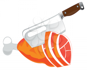 The Knife for chopping of meat and ham animal.Vector illustration