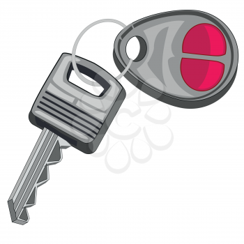 Key from car on white background is insulated