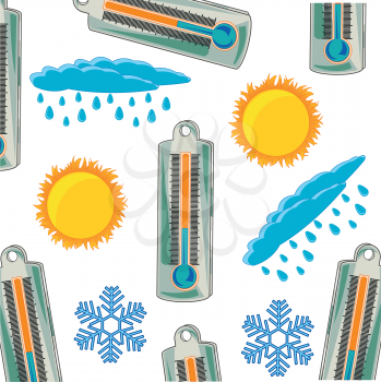 Vector illustration of the pattern from thermometer and varied weather