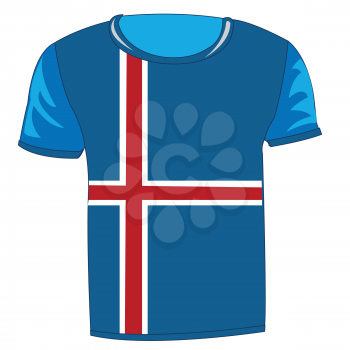 T-shirt with flag iceland on white background is insulated