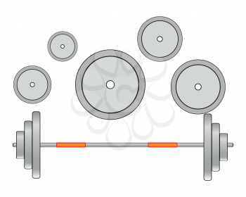Atheletic projectile barbell on white background is insulated