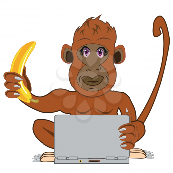 Cartoon of the gorilla with banana for notebook