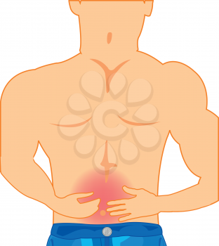 Pain in the field of belly vector illustration on white background