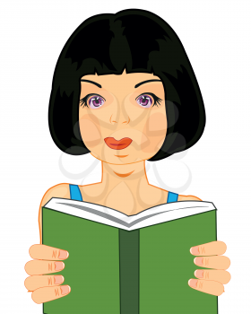 Vector illustration of the girl with book in hand