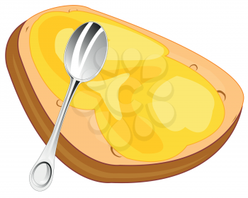 Vector illustration of the butter salved on piece of bread