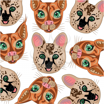 Vector illustration of the decorative pattern of the mug serval and caracal