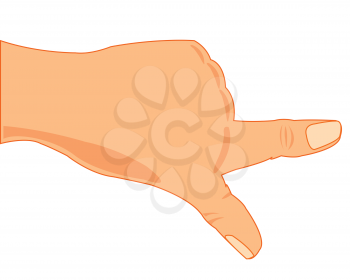 Hand of the person with extended onward to index fingers