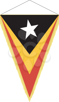 Royalty Free Clipart Image of a Pennant With the National Flag of East Timor