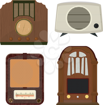 Royalty Free Clipart Image of Old Fashioned Box Radios
