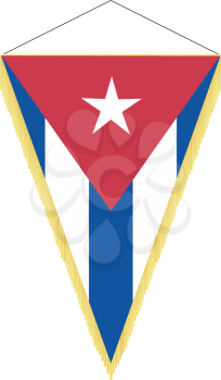 Royalty Free Clipart Image of a Pennant with the National Flag of Cuba