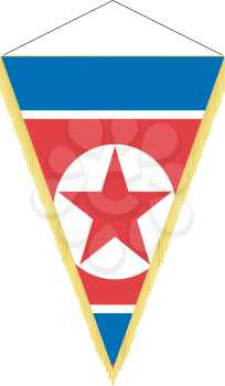 Royalty Free Clipart Image of a Pennant With the National Flag of North Korea