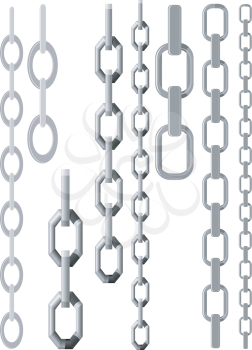 Royalty Free Clipart Image of a Set of Different Types of Chain Links