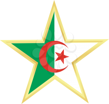 Royalty Free Clipart Image of a Gold Star with a Map of Algeria 