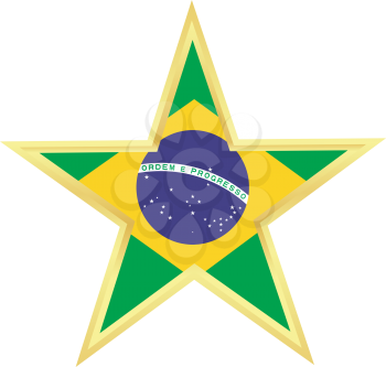 Gold star with a flag of Brazil 