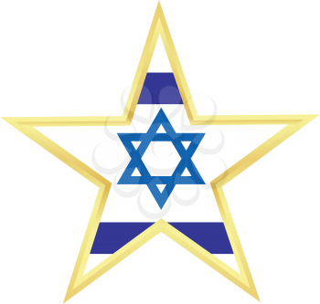 Gold star with a flag of Israel