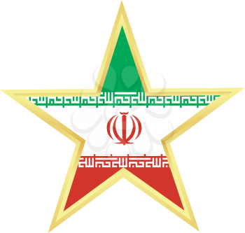 Gold star with a flag of Iran