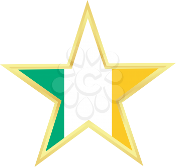 Gold star with a flag of Ireland
