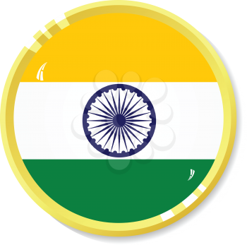 Vector  button with flag India