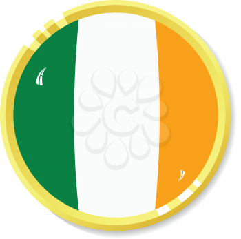 
Vector  button with flag Ireland