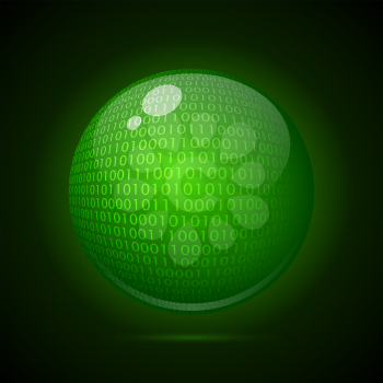 Digital green globe on a dark background