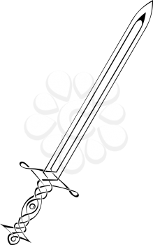 Silhouette of a sword on a white background