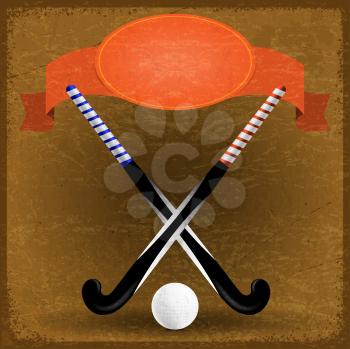 Old paper background with sticks for field hockey