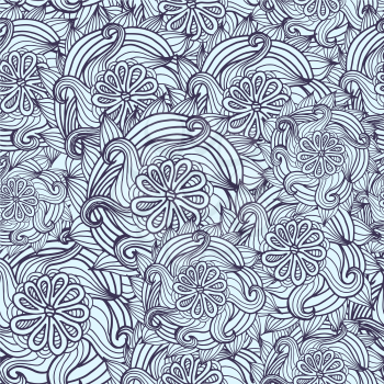 Abstract seamless texture with flowers hair type. Monochrome print. Vector illustration