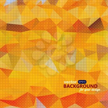 Abstract vivid orange background with triangles. Grunge background. Vector illustration.