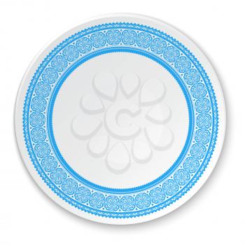 Round  tribal ornament. Pattern shown on the ceramic plate. Vector illustration.