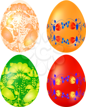 Set color Easter egg with elements of traditional Russian painting. Design element. Vector illustration.