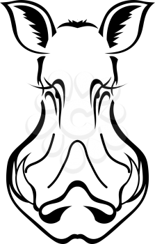 Black silhouette of the wild boar's head on a white background. Isolate. vector illustration