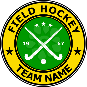 Color badge emblem design field hockey. Vector illustration