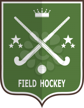 Green badge for the team field hockey on a white background . Vector illustration