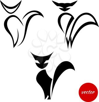 Set of silhouettes of cats isolated on a white background. Vector illustration.