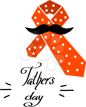 Color tie with a mustache. Element for congratulations Father's Day. Cartoon design. Vector illustration