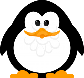 Little cute penguin on a white background. Vector illustration of a baby penguin. Isolate. Fauna of the Antarctic. Symbol of winter, Cartoon style.
