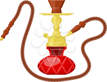 Vector illustration of hookah on white background. Cartoon drawing of a calabash. Vintage object. East Entertainment - hookah.