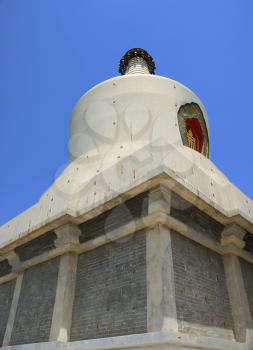 Close-up China White Dagoba on the Qionghuadao