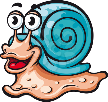 Funny smiling snail isolated on white. Vector illustration