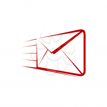 Send letter with trace isolated outline icon. Vector postal message sign, linear closed envelope, sending newsletter symbol. Receive or get letter, closed paper envelope, email and mailing emblem