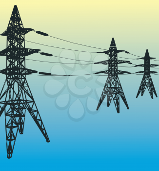 Royalty Free Clipart Image of Electrical Towers