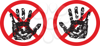 Royalty Free Clipart Image of Two Grunge Handprint Symbols